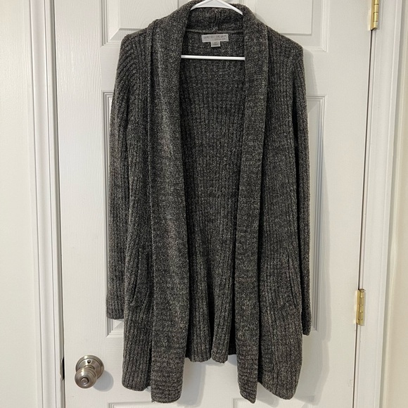 Barefoot Dreams CozyChic Lite Gray Cardigan Long Size XS Open Front knit comfy - Picture 2 of 9